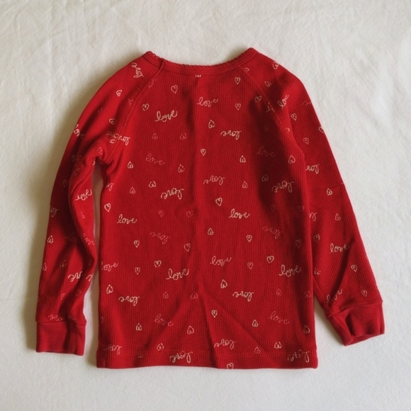 joe fresh red hearts thermal waffle knit long sleeve shirt 2T toddler girls - Picture 5 of 5